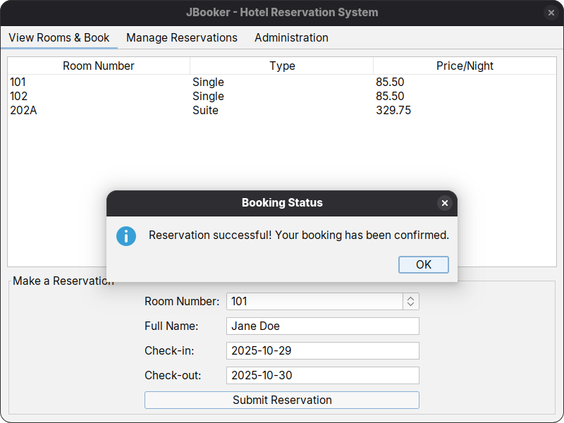Cover image for JBooker: Hotel Reservation System